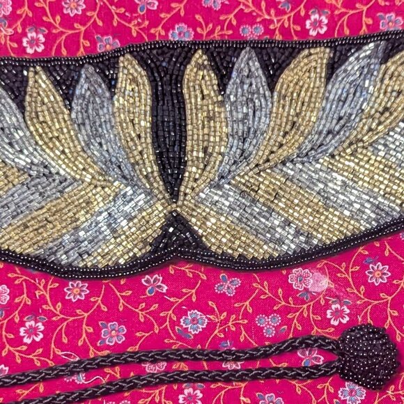 Vintage Statement Seed Bead Bugle Belt Sash Cummerbund Scallop Goth Stevie Nicks - Picture 5 of 5